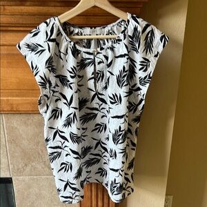 LOFT Black and White Boxy Blouse